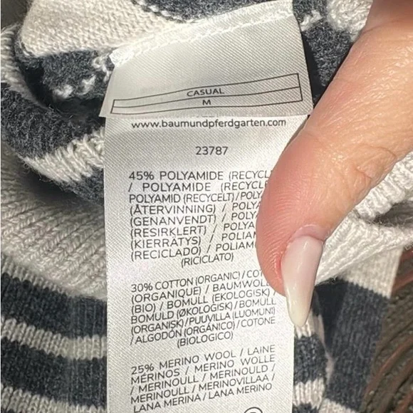 Baum und pferdgarten horizontal strip grey wool crew neck sweater size M - Picture 6 of 6